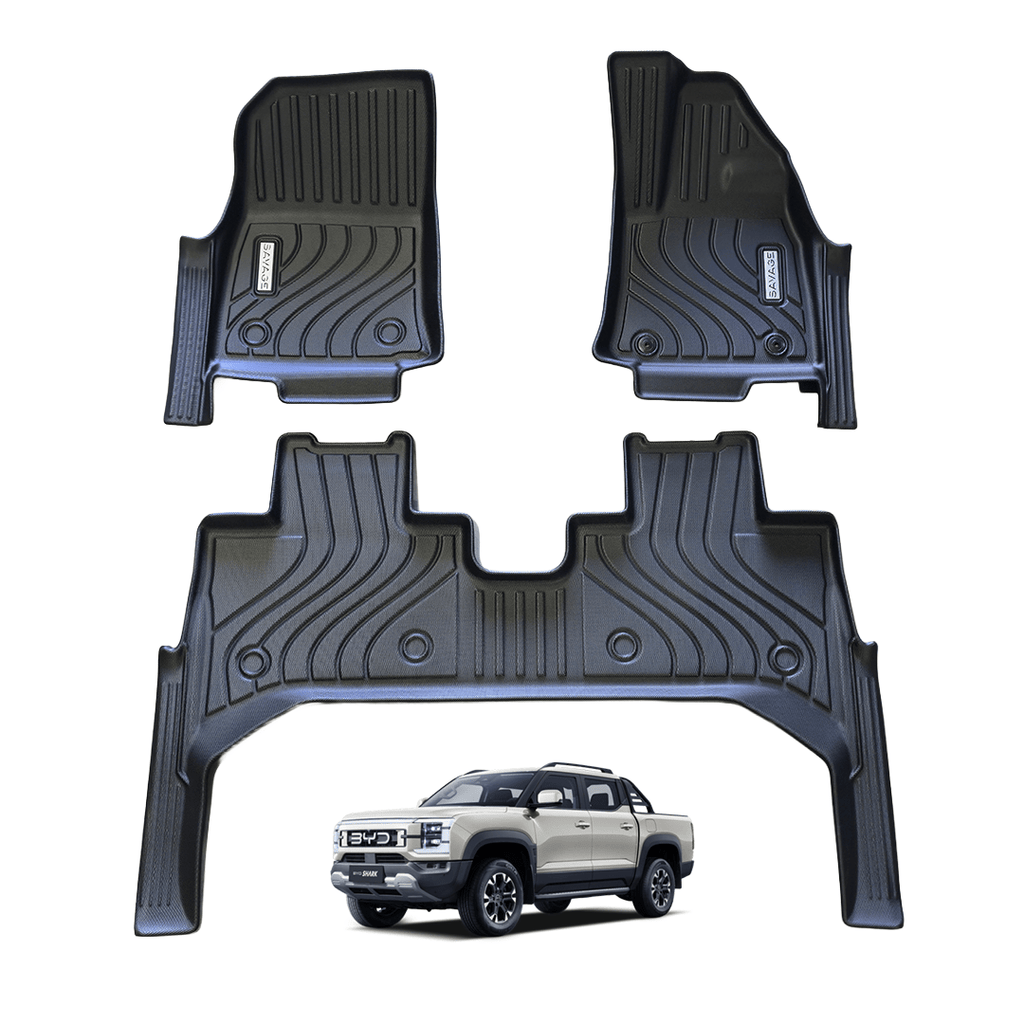 BYD SHARK 6 PREMIUM & PERFORMANCE SAVAGE 3D MOULDED TPE FLOOR MATS & DOOR SILL PROTECTION