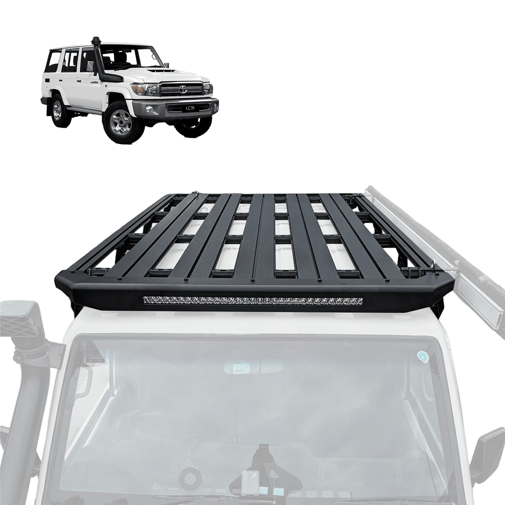 TOYOTA LAND CRUISER LC76 ROOF PLATFORM WITH INTEGRATED LIGHT BAR