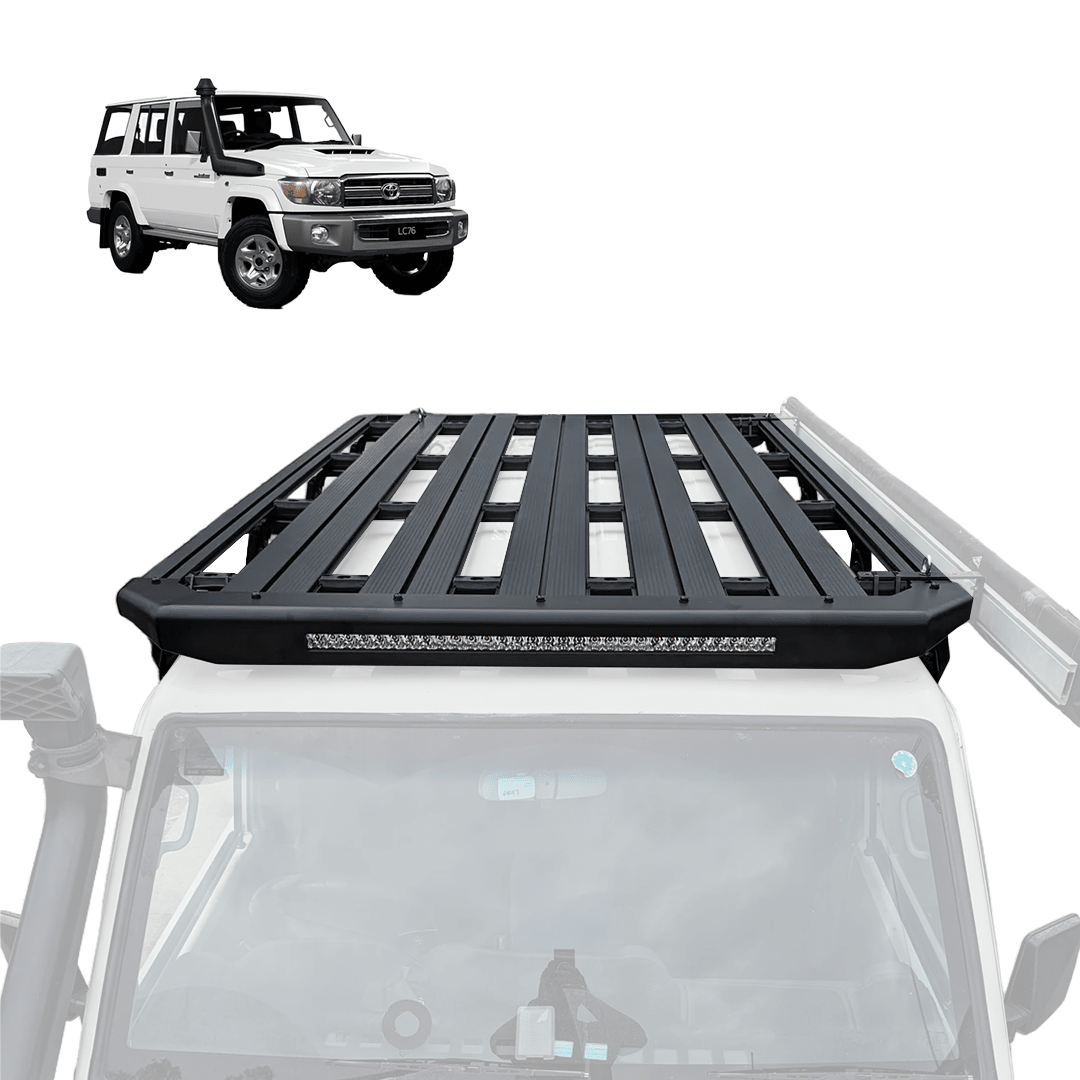 TOYOTA LAND CRUISER LC76 ROOF PLATFORM WITH INTEGRATED LIGHT BAR