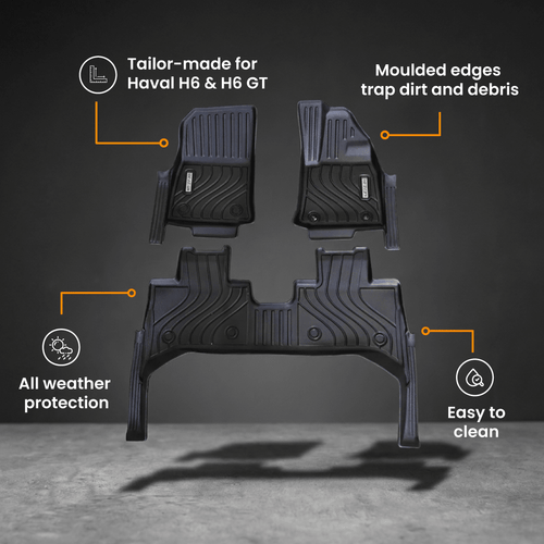 BYD SHARK 6 PREMIUM & PERFORMANCE 3D MOULDED TPE FLOOR MATS & DOOR SILL PROTECTION