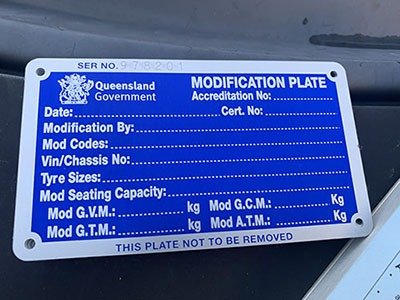 QLD MOD PLATE – LONG RANGE / AUXILIARY FUEL TANK