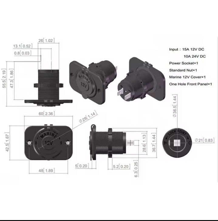 12V FLUSH MOUNT SOCKET image 2